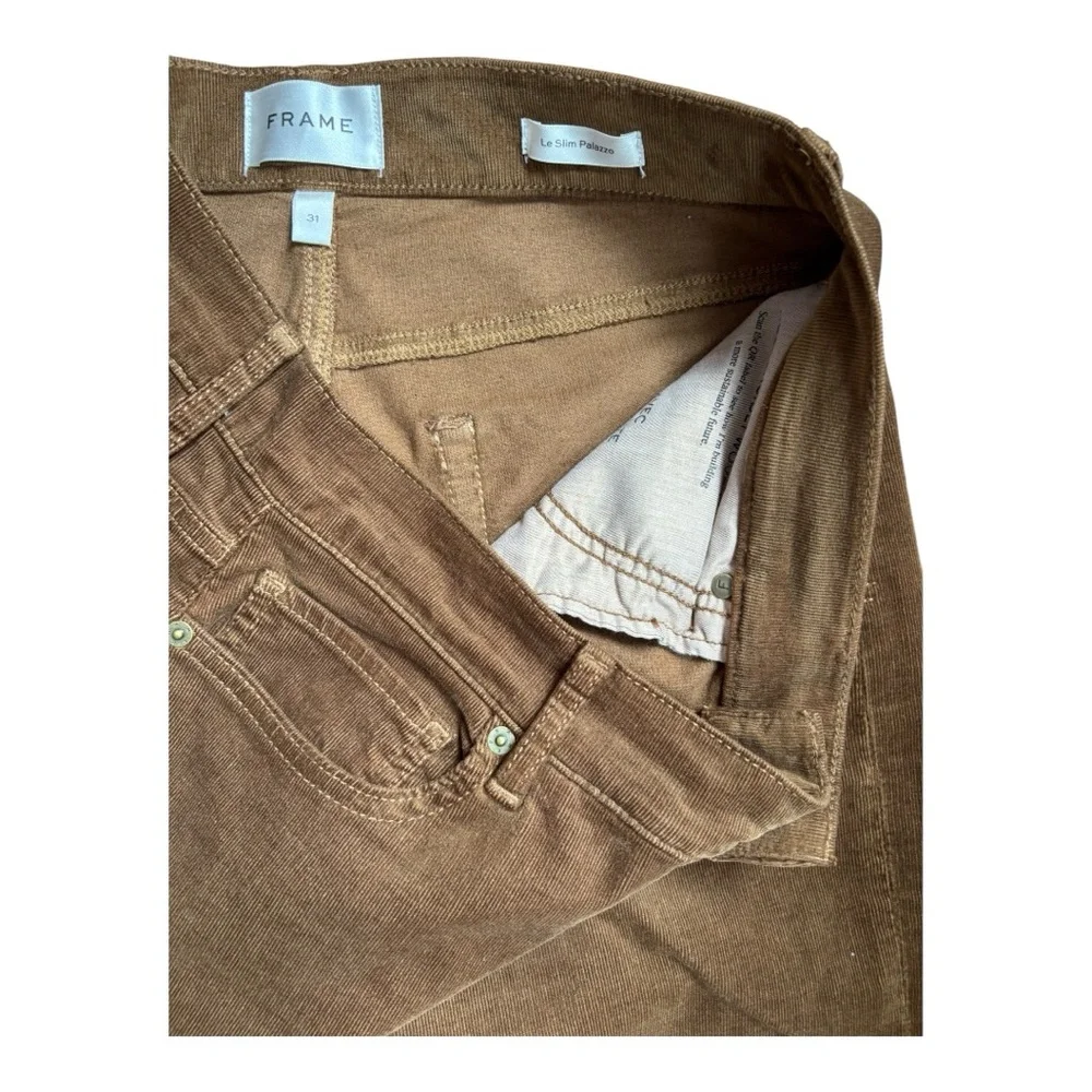 Frame Le Slim Palazzo Pants Corduroy Pant in Toast Size 31 - Picture 2 of 9